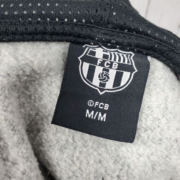 FCB Barcelona Sweatshirt Soccer Long Sleeve Hoodie Lined Mens Size M Medium Grey - Picture 7 of 11